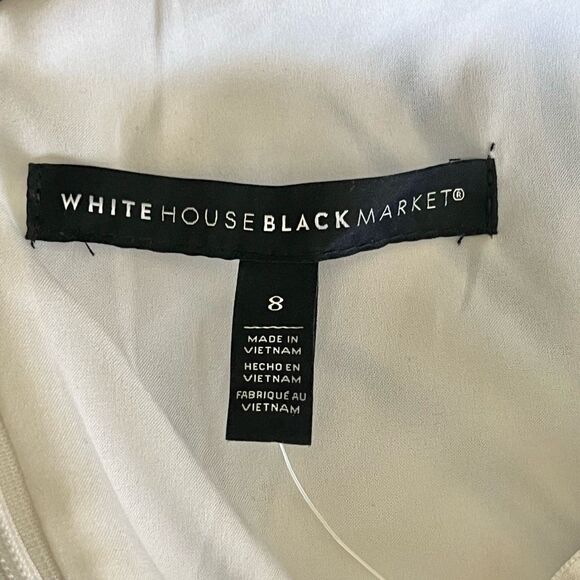 Womens White House Black Market palm print shift cold shoulder dress - Size 8 - Picture 3 of 15